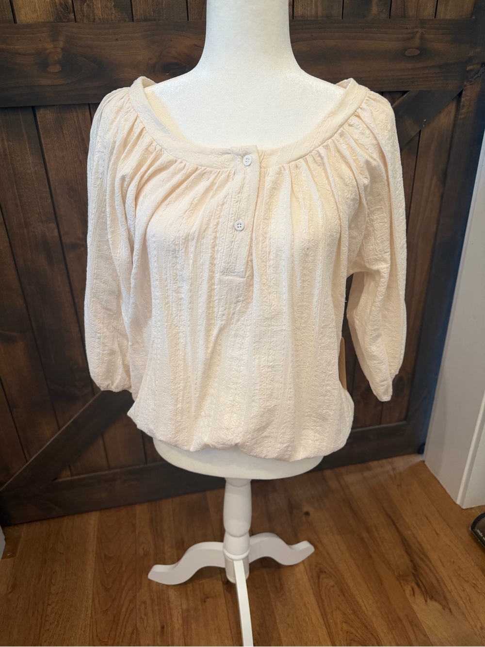 Cream Peasant Blouse - Lightweight Women's Top